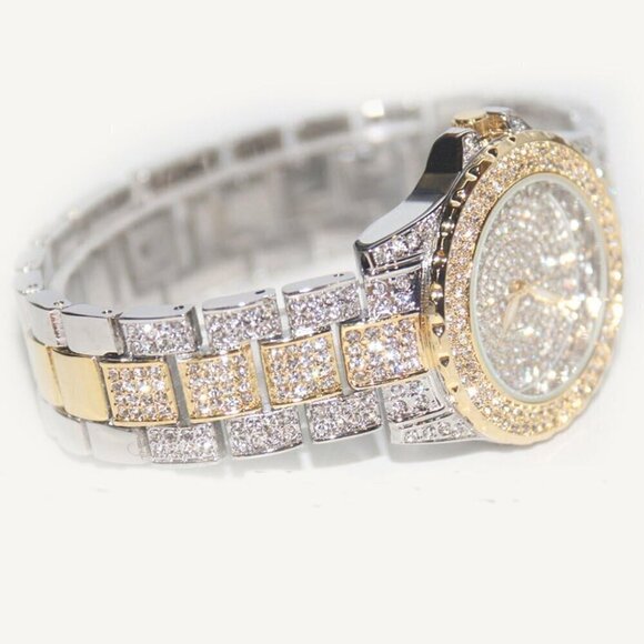 ?Smalody Watches Women Gold Round Luxury Crystal Rhinestone Diamond Steel Watch main image 5